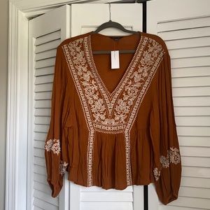 American Eagle Boho Embroidery Top